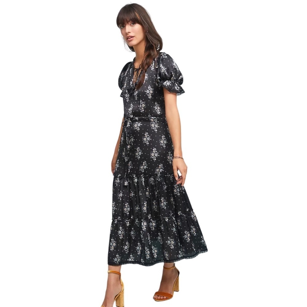 Misa Los Angeles‎ Natalie Midi Dress size XS Xsmall Floral Print Tiered